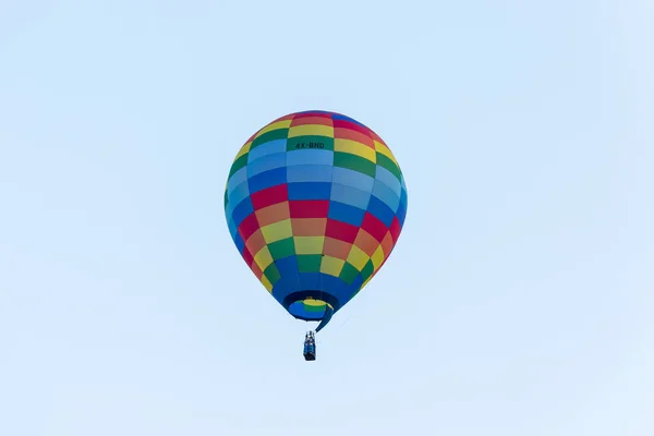 Afula Israel August 2018 Sky Colorful Checkered Hot Air Balloon — Stock Photo, Image