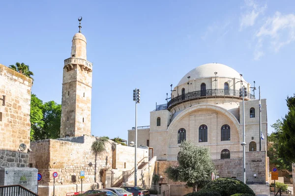 Jerozolima Izrael Sierpień 2018 Synagoga Hurwa Jerozolimie Meczet Omar Kalif — Zdjęcie stockowe