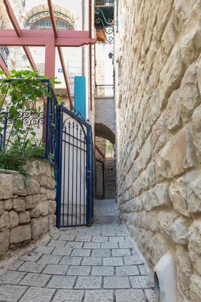 Safed Israel Septiembre 2018 Una Calle Tranquila Madrugada Barrio Judío — Foto de Stock