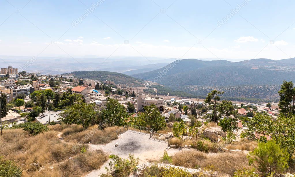 Panoramic view of the city Safed (Zefat, Tsfat) and the Sea of Galilee in northern Israel