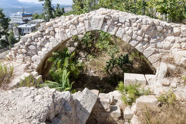 Overblijfselen Van Het Verwoeste Fort Muren Oude Stad Van Safed — Stockfoto