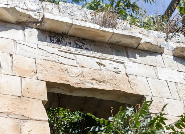 Safed Israel September 2018 Relief Ett Lejon Ruinerna Byggnad Judiska — Stockfoto