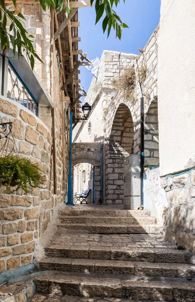 Safed Israël September 2018 Een Rustige Straat Joodse Wijk Oude — Stockfoto