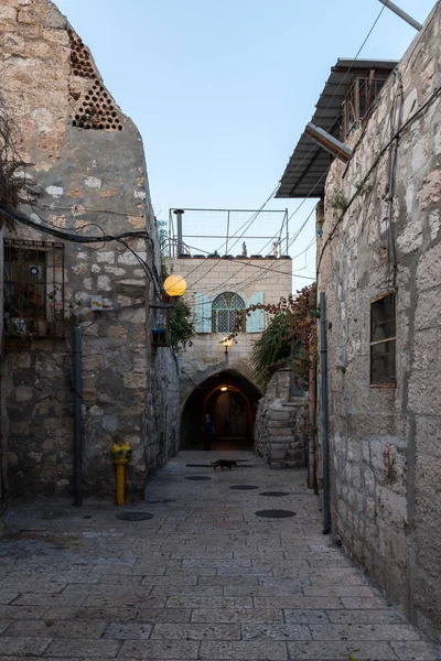 Jerusalén Israel Septiembre 2018 Calle Tranquila Por Noche Ciudad Vieja — Foto de Stock