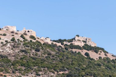 Kuzey İsrail 'deki Yukarı Celile' deki Lübnan sınırındaki Nimrod Kalesi 'nin kalıntıları..