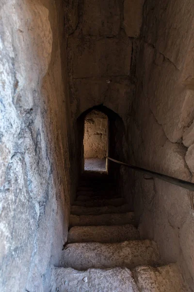 Túnel Que Conduz Camada Inferior Fortaleza Nimrod Localizada Alta Galileia — Fotografia de Stock