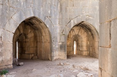 Nimrod üst sınır Kuzey İsrail ile Lübnan Celile'de bulunan kale tahrip yuvarlak kulede iç kısmı.