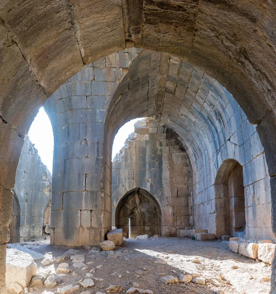 Belső Része Megsemmisített Kerek Torony Nimrod Fortress Található Felső Galilee — Stock Fotó