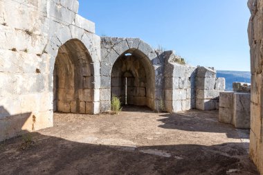 Nimrod üst sınır Kuzey İsrail ile Lübnan Celile'de bulunan kale tahrip köşe kulede iç kısmı.