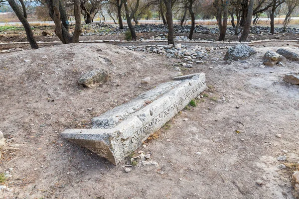 Remains Column Ruins Destroyed Roman Temple Located Fortified City Territory — Stock Photo, Image