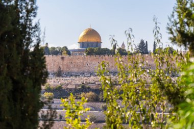 Kudüs, İsrail, 17 Kasım 2018: Mescid-i Aksa ve kale duvarı eski şehir Kudüs, İsrail