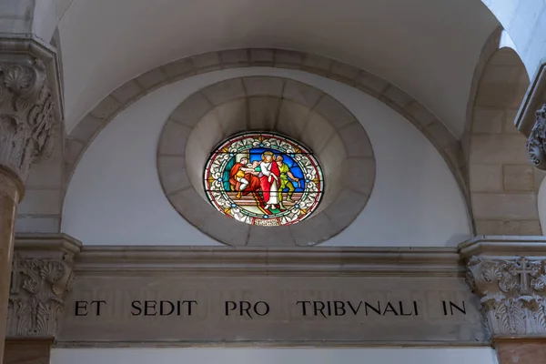 Jerusalem Israel November 2018 Stained Glass Ceiling Image Jesus Christ — Stock Photo, Image