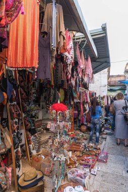 Kudüs, İsrail, 17 Kasım 2018: Arap pazar David sokakta eski şehir Kudüs, İsrail