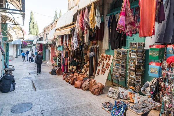 Kudüs, İsrail, 17 Kasım 2018: Arap pazar David sokakta eski şehir Kudüs, İsrail