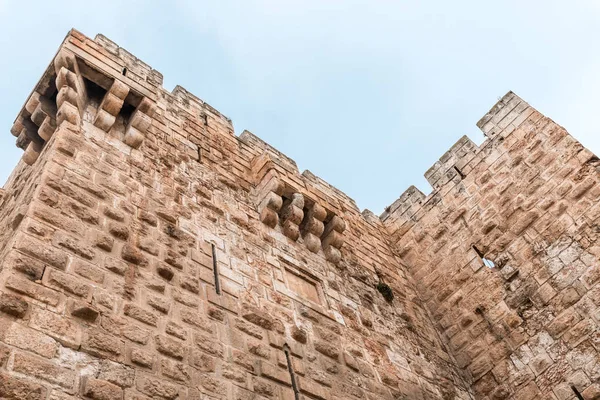 Fragmento Das Muralhas Cidade Perto Porta Jaffa Cidade Velha Jerusalém — Fotografia de Stock