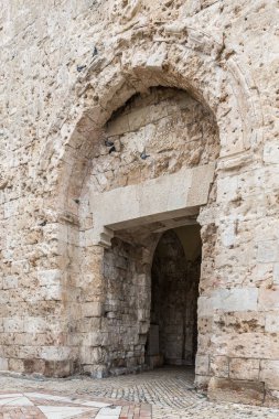 Zion kapı parçası ile eski şehir Kudüs, İsrail'in 1967 altı gün Savaşı mermi izleri