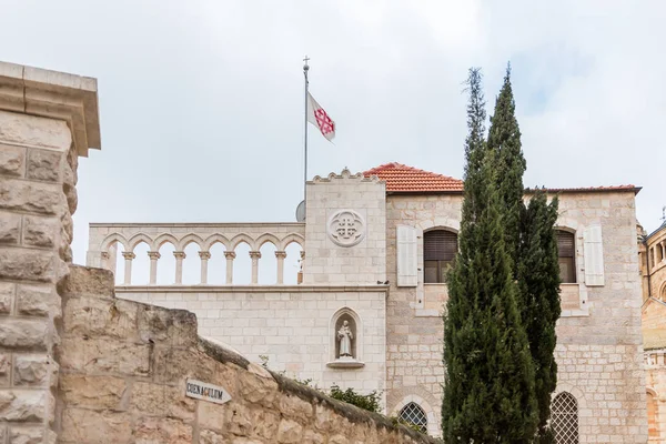 Jerusalén Israel Noviembre 2018 Fasade Del Monasterio Franciscano Cerca Puerta — Foto de Stock