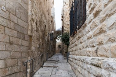 Kudüs'ün sessiz sokakları. Kudüs, İsrail'in eski şehrin dar yaya caddesi Yahudi Mahallesi