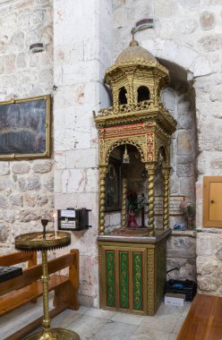 Kudüs, İsrail, 24 Kasım 2018: St. Mark Kilisesi - Suriye Ortodoks Kilisesi eski şehir, Kudüs'ün İsrail iç parçası