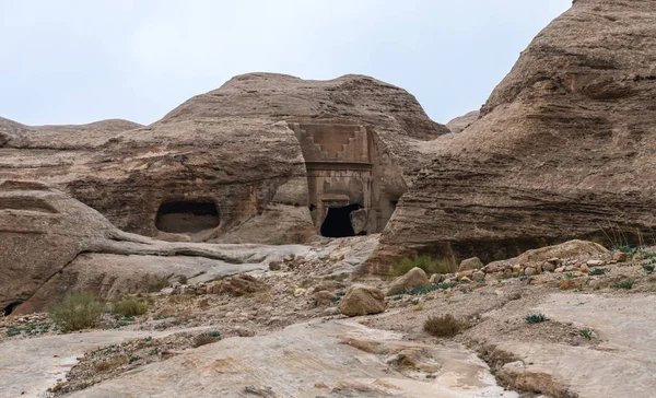 Wadi Musa Йорданія Грудня 2018 Старі Могили Початку Дорозі Веде — стокове фото