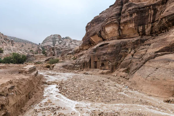 Wadi Musa Jordánia December 2018 Régi Sírok Petra Wadi Musa — Stock Fotó