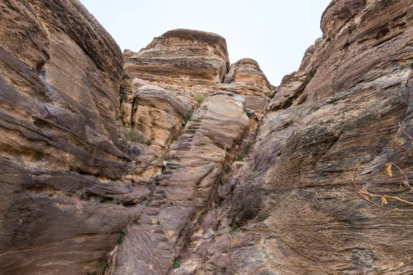 Siq Canyon Leidt Door Rood Rotswanden Naar Petra Hoofdstad Van — Stockfoto