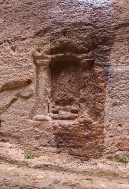 Wadi Musa, Ürdün, 06 Aralık 2018: Eski Nabatean mezarlıkta Petra - Ürdün Wadi Musa şehirde Nabatean krallığının başkenti önde gelen Kanyon