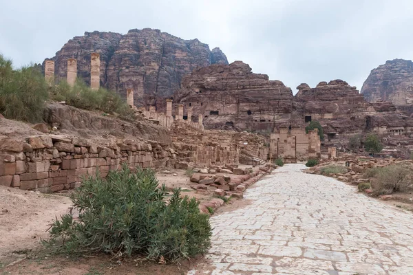 Wadi Musa Jordânia Dezembro 2018 Uma Estrada Que Atravessa Petra — Fotografia de Stock