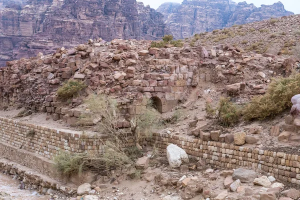 Wadi Musa Giordania Dicembre 2018 Resti Muratura Rimasti Dal Tempo — Foto Stock