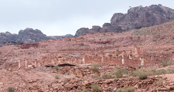 Wadi Musa Jordan December 2018 Resterna Murverk Och Fragment Kolumner — Stockfoto