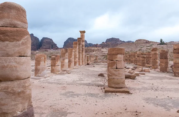 Wadi Musa Jordânia Dezembro 2018 Restos Templo Romano Petra Perto — Fotografia de Stock