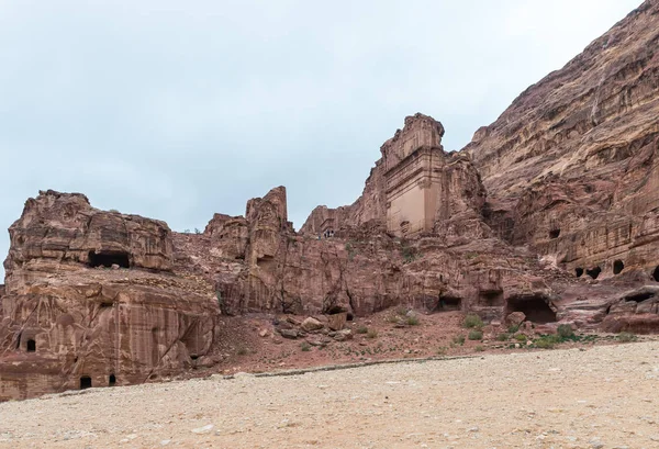 Wadi Musa Giordania Dicembre 2018 Facciata Artificiale Del Tempio Scolpita — Foto Stock