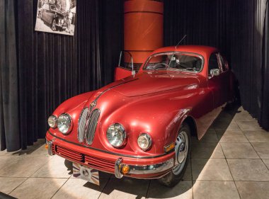 Amman, Ürdün, 07 Aralık 2018: Bristol 401 Coupe 1952, Amman, Jordan'ın başkenti Kral Abdullah II araba Müzede Sergi.