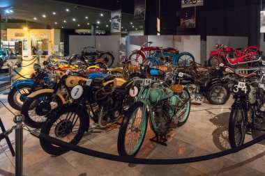 Amman, Ürdün, 07 Aralık 2018: Motosiklet, Amman, Jordan'ın başkenti Kral Abdullah II araba Müzede Sergi.