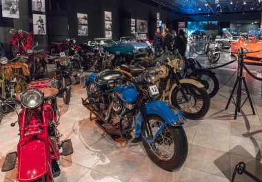 Amman, Ürdün, 07 Aralık 2018: Motosiklet, Amman, Jordan'ın başkenti Kral Abdullah II araba Müzede Sergi.