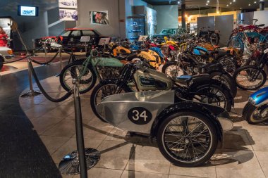 Amman, Ürdün, 07 Aralık 2018: Motosiklet, Amman, Jordan'ın başkenti Kral Abdullah II araba Müzede Sergi.