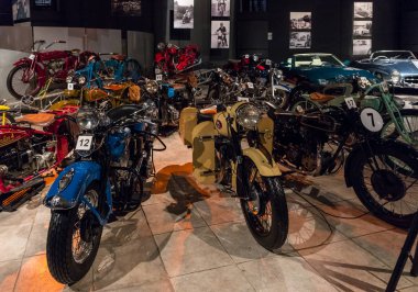 Amman, Ürdün, 07 Aralık 2018: Motosiklet, Amman, Jordan'ın başkenti Kral Abdullah II araba Müzede Sergi.