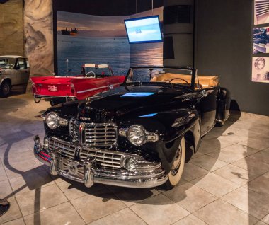 Amman, Jordan, December 07, 2018 : Lincoln Continental Cabriolet 1947 at the exhibition in the King Abdullah II car museum in Amman, the capital of Jordan.