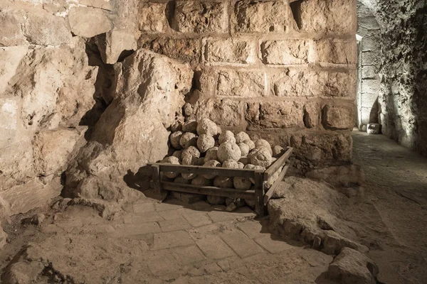 Irbid Jordan December 2018 Stone Cores One Halls Ajloun Castle — Φωτογραφία Αρχείου