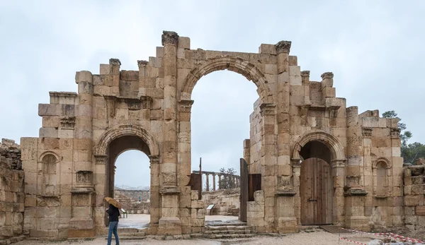 Джераш Иордания Декабря 2018 Года Южные Ворота Руинах Великого Римского — стоковое фото