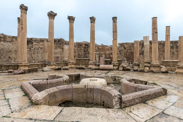 Jerash Йорданія Грудня 2018 Роки Залишки Храму Macellum Великий Римського — стокове фото