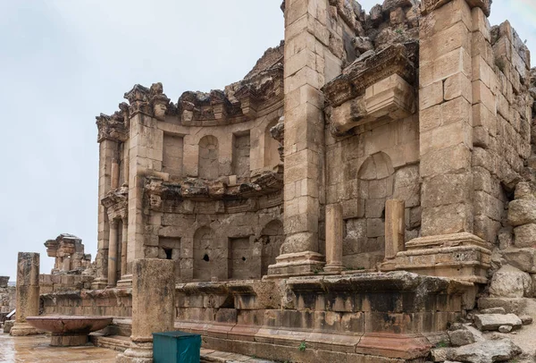 Jerash Jordánia December 2018 Nymphaeum Cardo Maximus Nagy Római Város — Stock Fotó