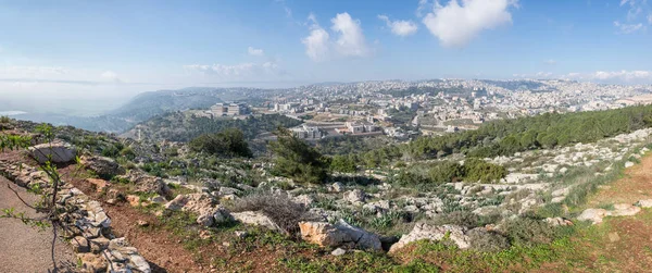 Mount Uçurumun Nazareth Şehir Srail Üzerinde Güneşin Doğuşunu Görünümünden — Stok fotoğraf