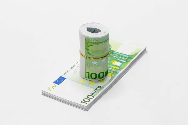 Ein Bündel Europäischer Euro Banknoten Stückelungen Von 100 Euro Scheinen — Stockfoto