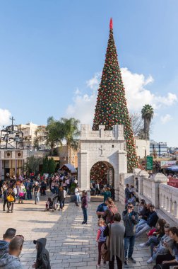Nazareth, İsrail, 20 Aralık 2018: Duyuru Rum Ortodoks Kilisesi İsrail şehirde Nazareth avlusu