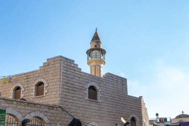 Nazareth, İsrail, 20 Aralık 2018: Beyaz Camii - Al-Abiad şehirde Nazareth, İsrail