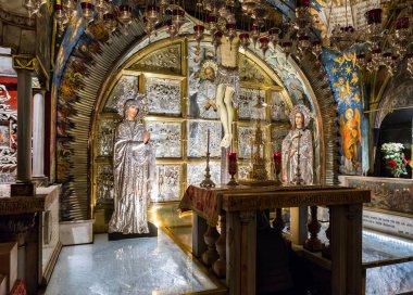 Kudüs, İsrail, 28 Aralık 2018: Kilise kutsal Sepulchre eski şehir Kudüs İsrail'in iç