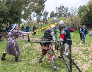 Kral Arthur şehirde Jerusalem, İsrail ile Purim Festivali'nde ringde mücadele hakim durdurur