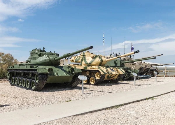 Tanks are on the Memorial Site near the Armored Corps Museum in Latrun, Israel