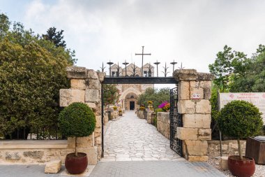 Entrance gate to the catholic Christian Transfiguration Church located on Mount Tavor near Nazareth in Israel clipart